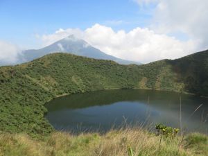 Bisoke lake with Karisimbi in the background